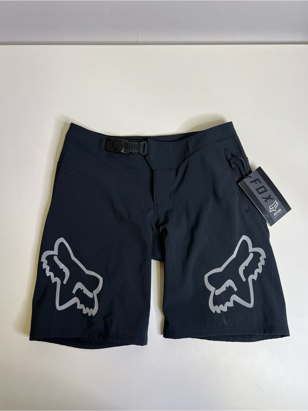 Fox Defend Y26 Black Cycling Shorts with Subtle Gray Logo